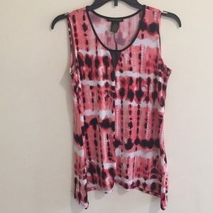 white black and red tank top blouse